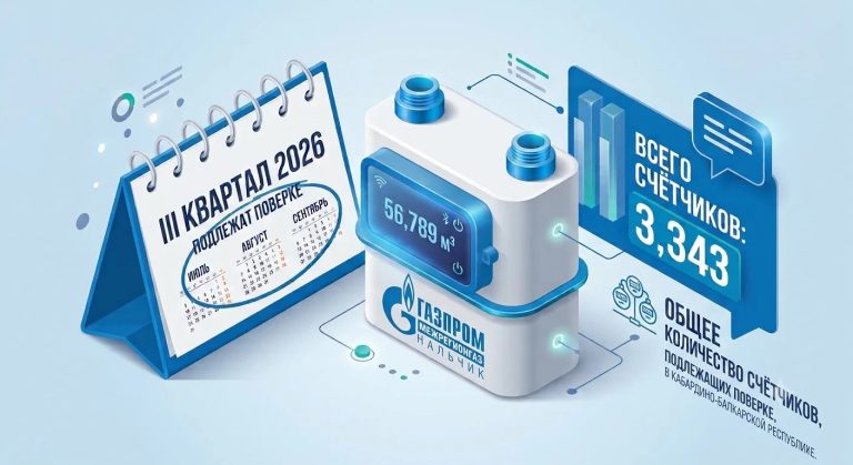 3343 газовых счетчиков подлежат поверке в третьем квартале 2026 года в Кабардино-Балкарии